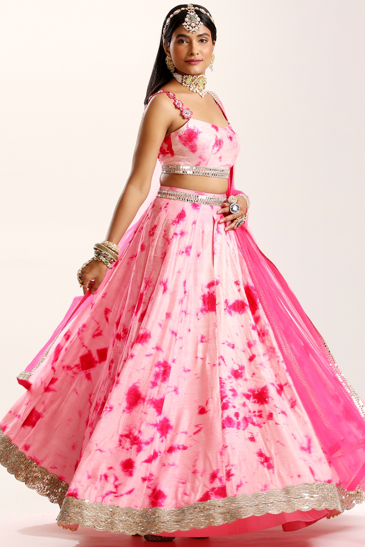 Archana Kochhar | Pink Tie Dye Lehenga Set | INDIASPOPUP.COM