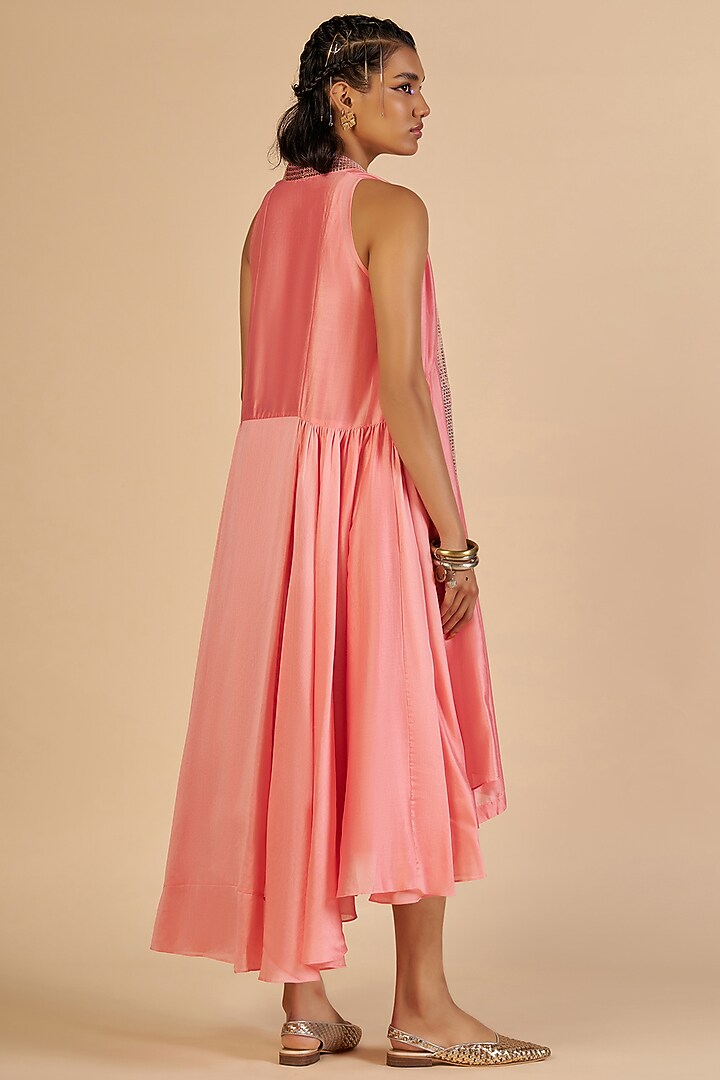 Pink Chanderi Overlay by Gulabo By Abu Sandeep at Pernia's Pop Up Shop
