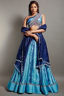 Blue Tie & Dye Lehenga Set by Reeti Arneja-TYE & DYE