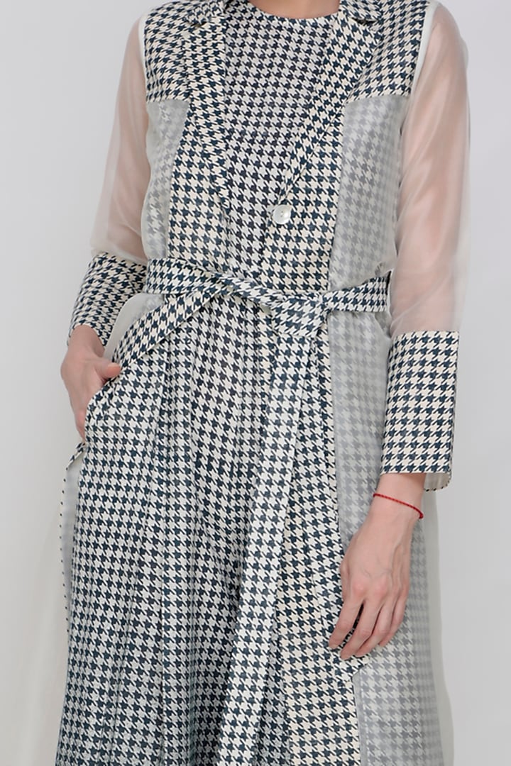 Grey Printed Silk Jumpsuit With Jacket by Arcvsh by Pallavi Singh at Pernia's Pop Up Shop
