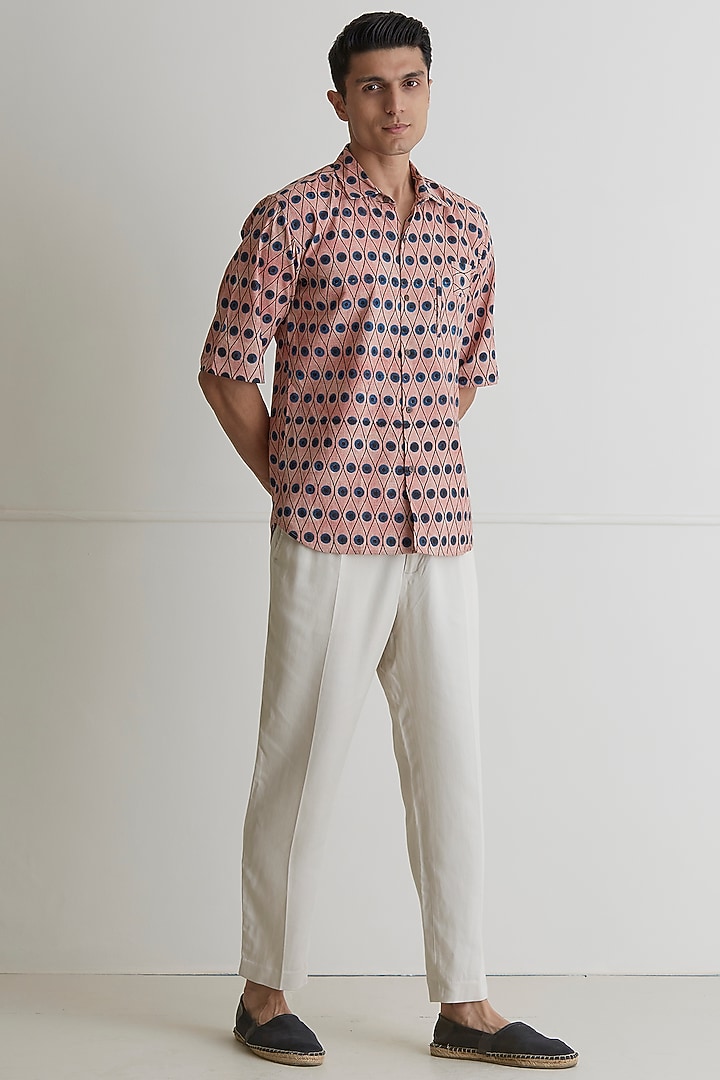 Peach Printed Party Wear Shirt by Artless at Pernia's Pop Up Shop