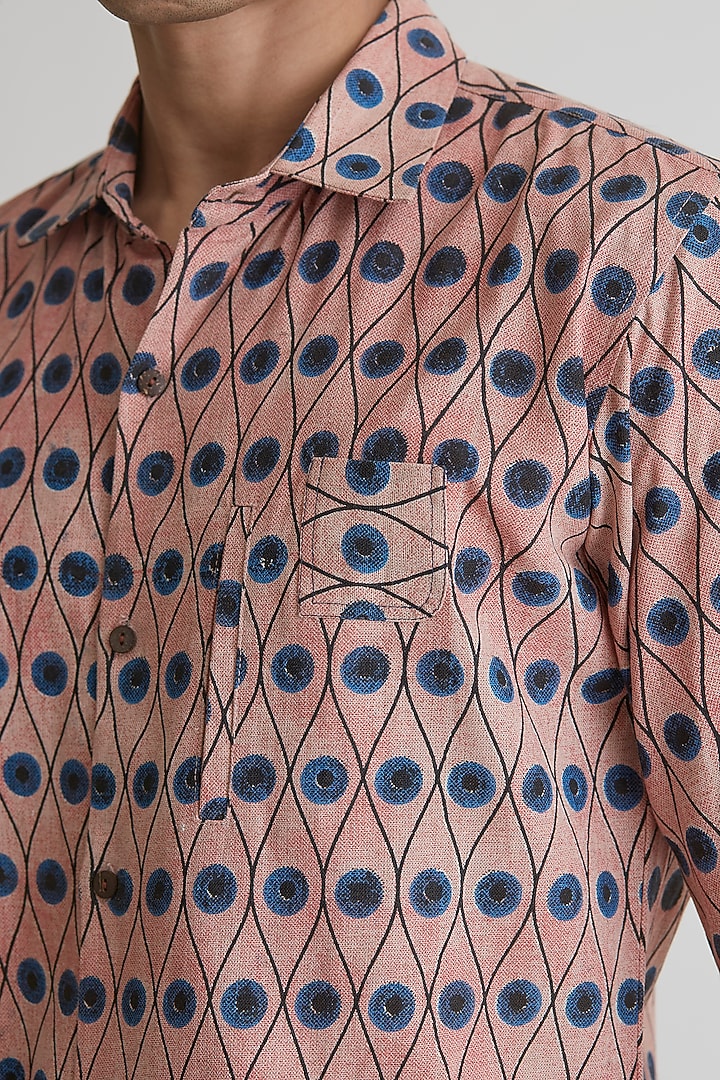 Peach Printed Party Wear Shirt by Artless at Pernia's Pop Up Shop