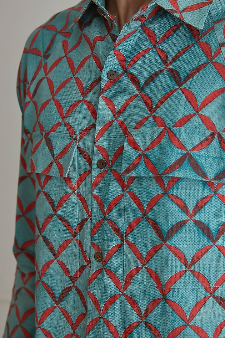 Turquoise Checkered Party Wear Shirt by Artless at Pernia's Pop Up Shop
