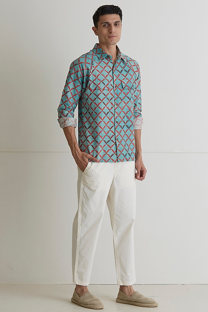 Turquoise Checkered Party Wear Shirt by Artless at Pernia's Pop Up Shop