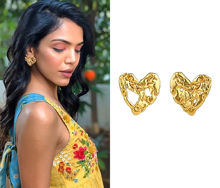 Gold Finish Crudo Heart Eartops by Flowerchild By Shaheen Abbas at Pernia's Pop Up Shop