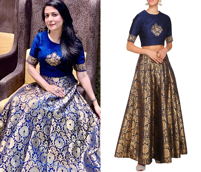 Baby Blue Shimmery Cocktail Lehenga with 3D Detailed Blouse and Ruffled  Dupatta - Seasons India