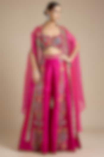 Fuchsia Silk Pant Set by aum ashima & asit at Pernia's Pop Up Shop