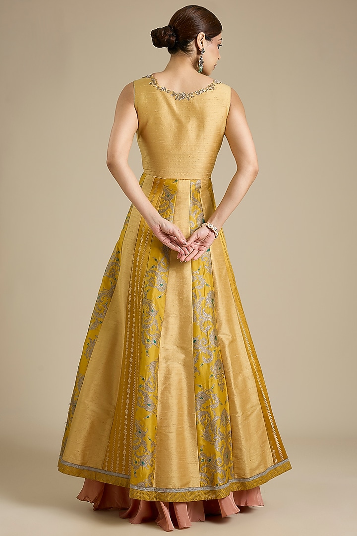 Lemon Yellow Silk Embroidered Wedding Lehenga Set by aum ashima & asit at Pernia's Pop Up Shop