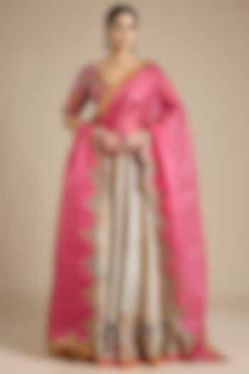 Ivory Silk Embroidered Bridal Lehenga Set by aum ashima & asit at Pernia's Pop Up Shop