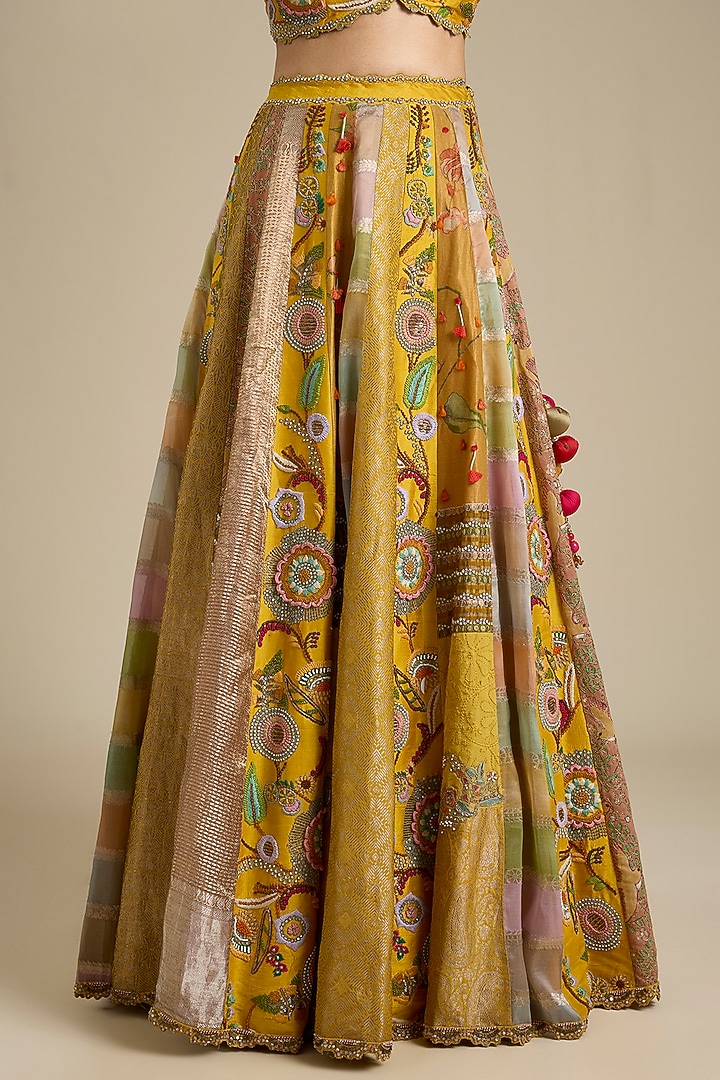 Yellow Silk & Brocade Embroidered Bridal Lehenga Set by aum ashima & asit at Pernia's Pop Up Shop