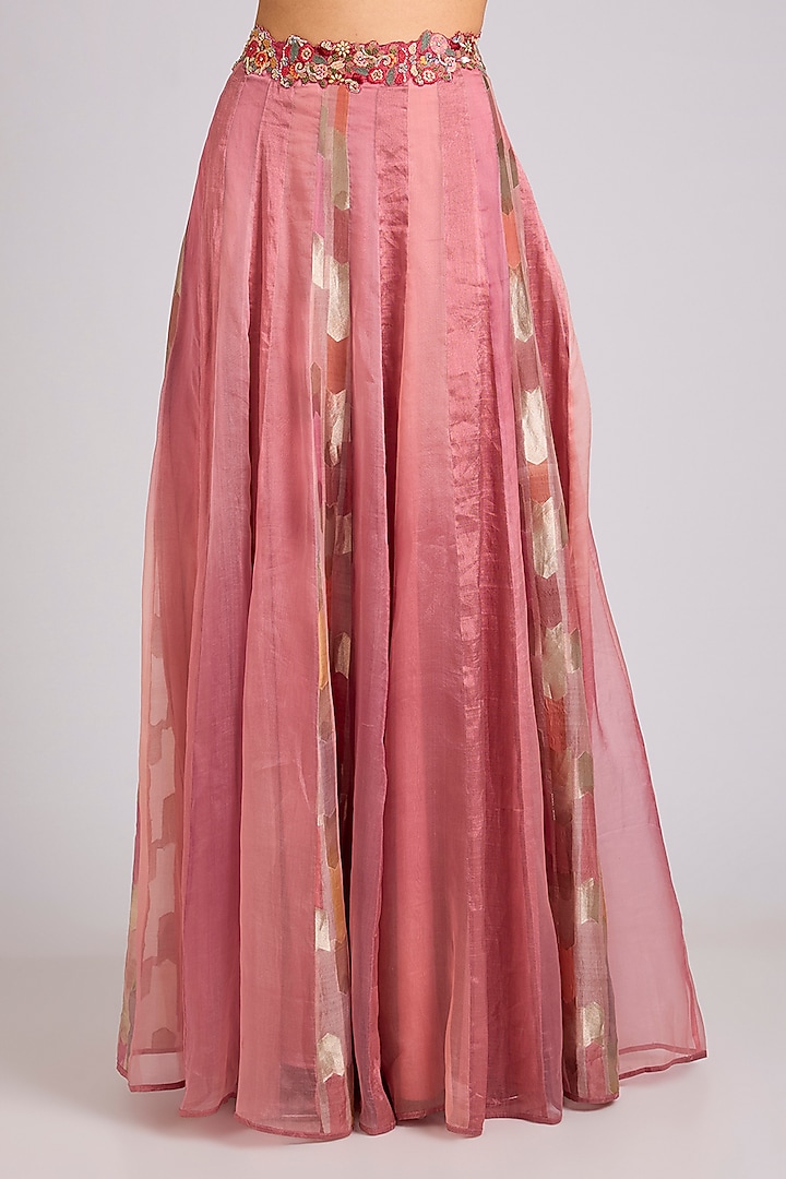 Pink Silk Embellished Skirt Set by aum ashima & asit at Pernia's Pop Up Shop