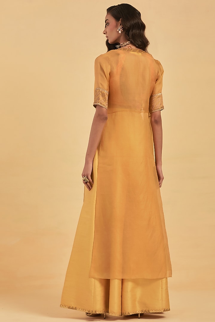 Yellow Silk Cape Set by aum ashima & asit at Pernia's Pop Up Shop