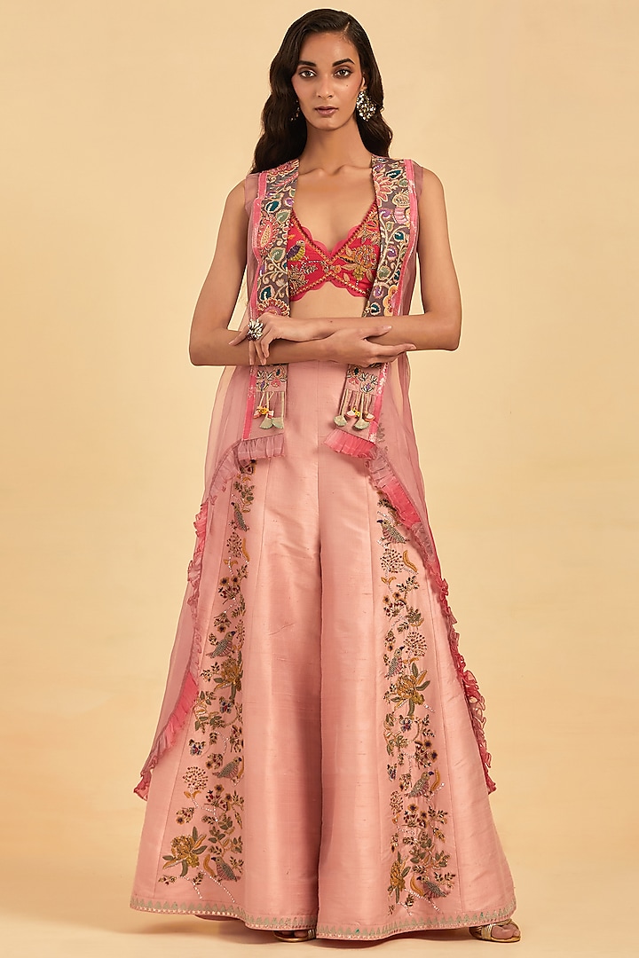 Mauve Pink Embroidered Sharara Set by aum ashima & asit
