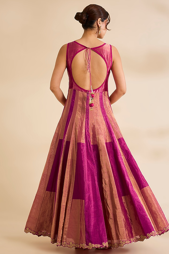 Fuchsia Silk Bridal Anarkali Set by aum ashima & asit at Pernia's Pop Up Shop