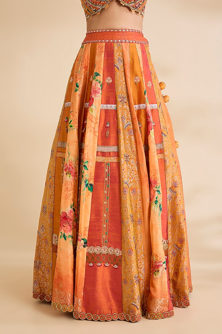 Orange Silk Bridal Lehenga Set by aum ashima & asit at Pernia's Pop Up Shop