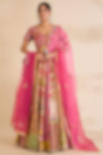 Pink Silk Bridal Lehenga Set by aum ashima & asit at Pernia's Pop Up Shop
