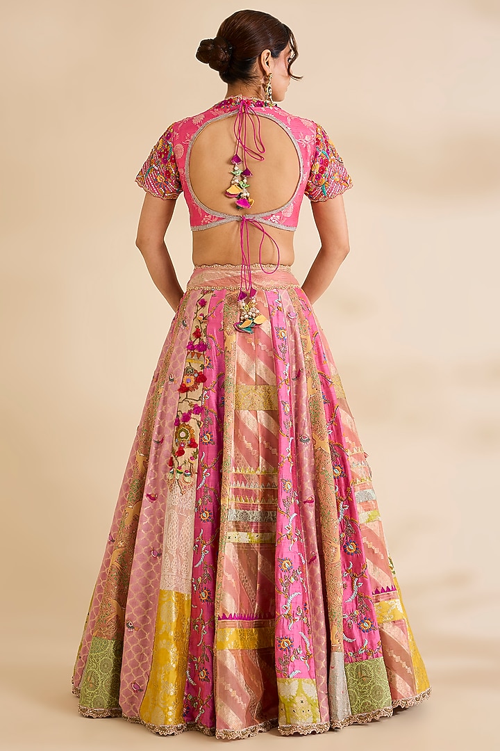 Pink Silk Bridal Lehenga Set by aum ashima & asit at Pernia's Pop Up Shop