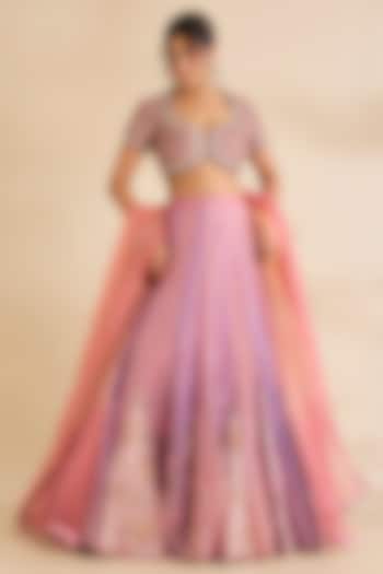 Pink Silk Bridal Lehenga Set by aum ashima & asit at Pernia's Pop Up Shop