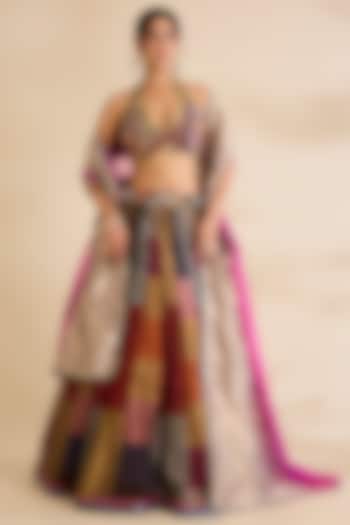 Multi-Colored Silk Tissue Wedding Lehenga Set by aum ashima & asit at Pernia's Pop Up Shop