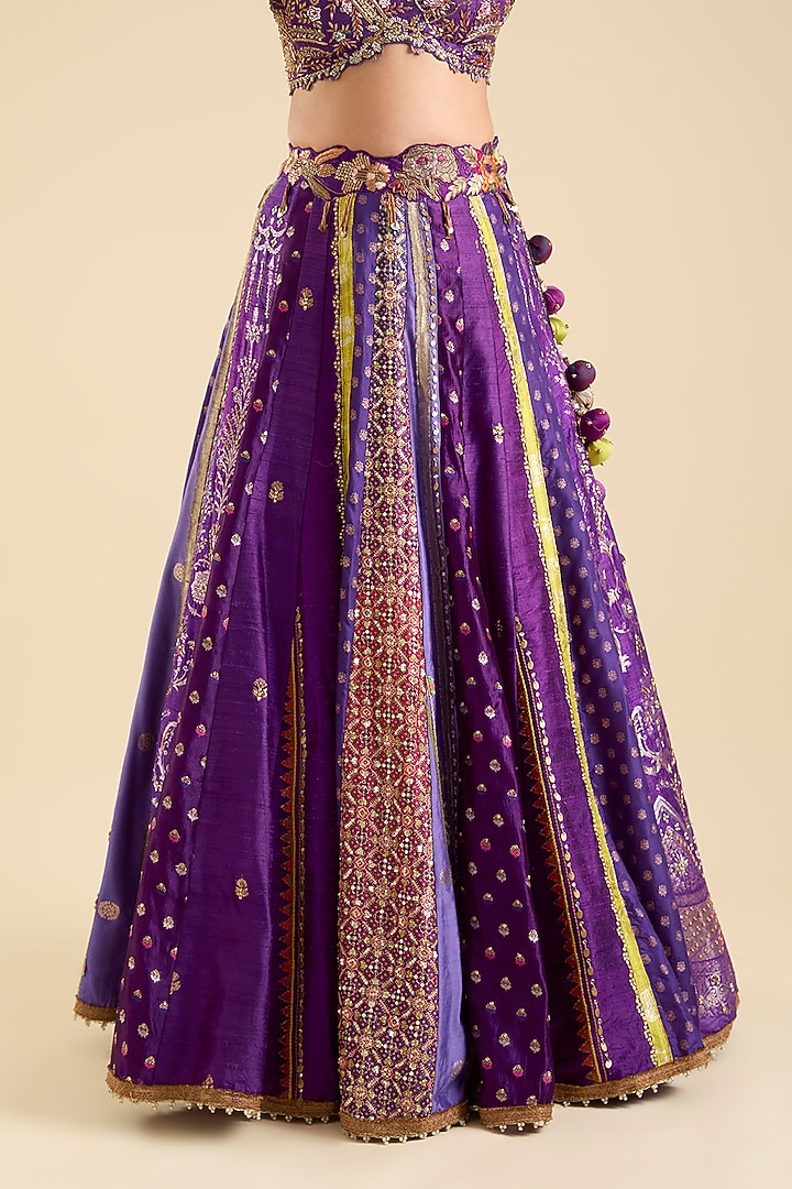 Purple Silk Embroidered Bridal Lehenga Set by aum ashima & asit at Pernia's Pop Up Shop