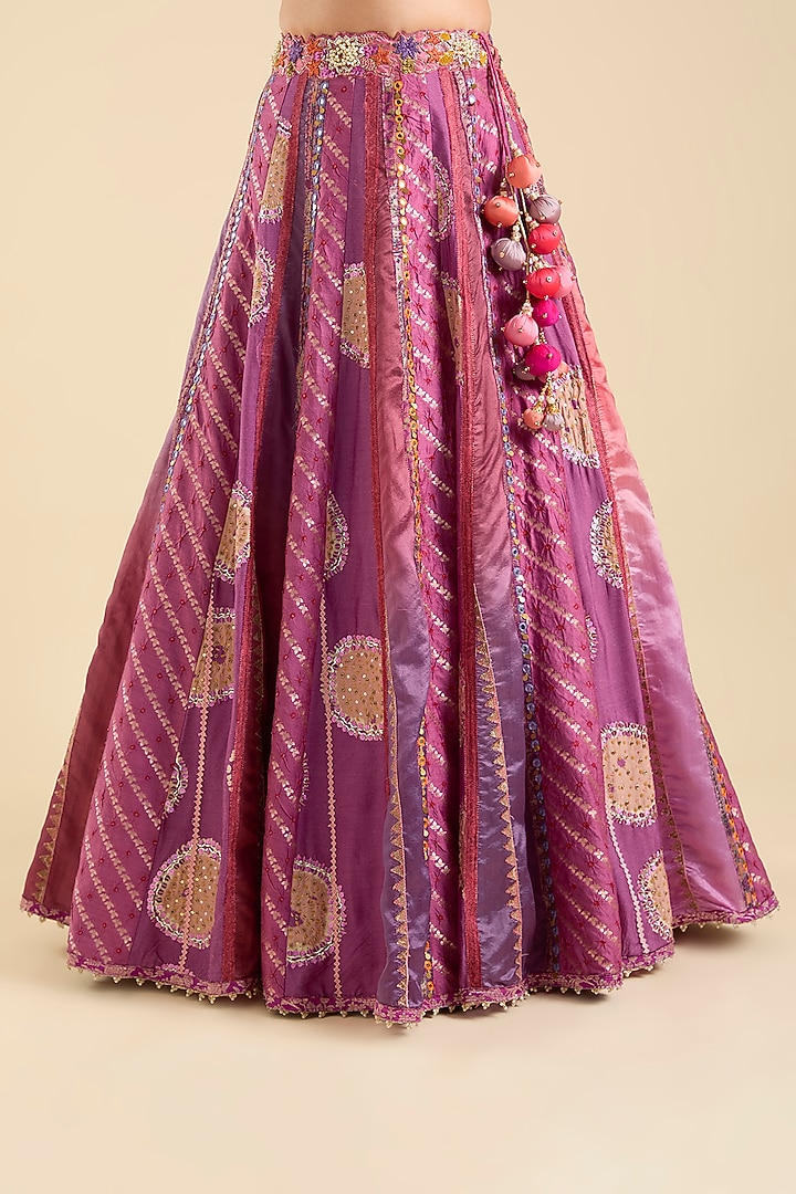 Magenta Silk Embroidered Bridal Lehenga Set by aum ashima & asit at Pernia's Pop Up Shop