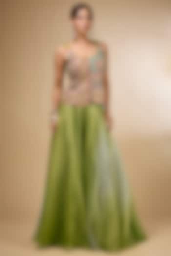Green Organza Skirt Set by aum ashima & asit at Pernia's Pop Up Shop