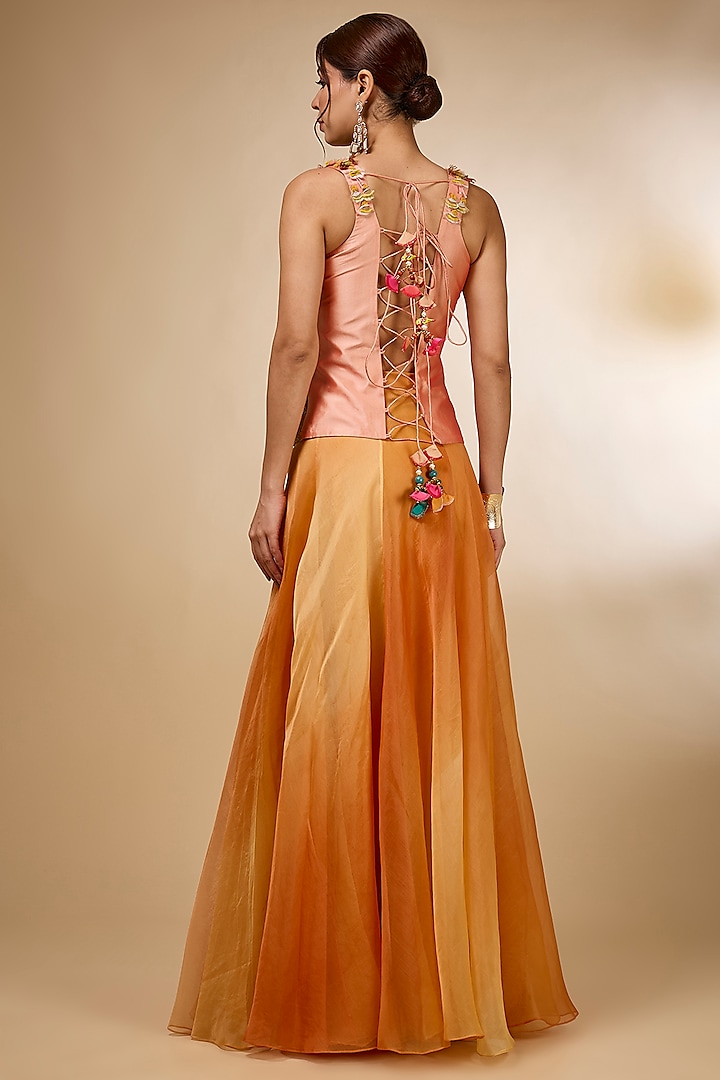 Orange Organza Skirt Set by aum ashima & asit at Pernia's Pop Up Shop