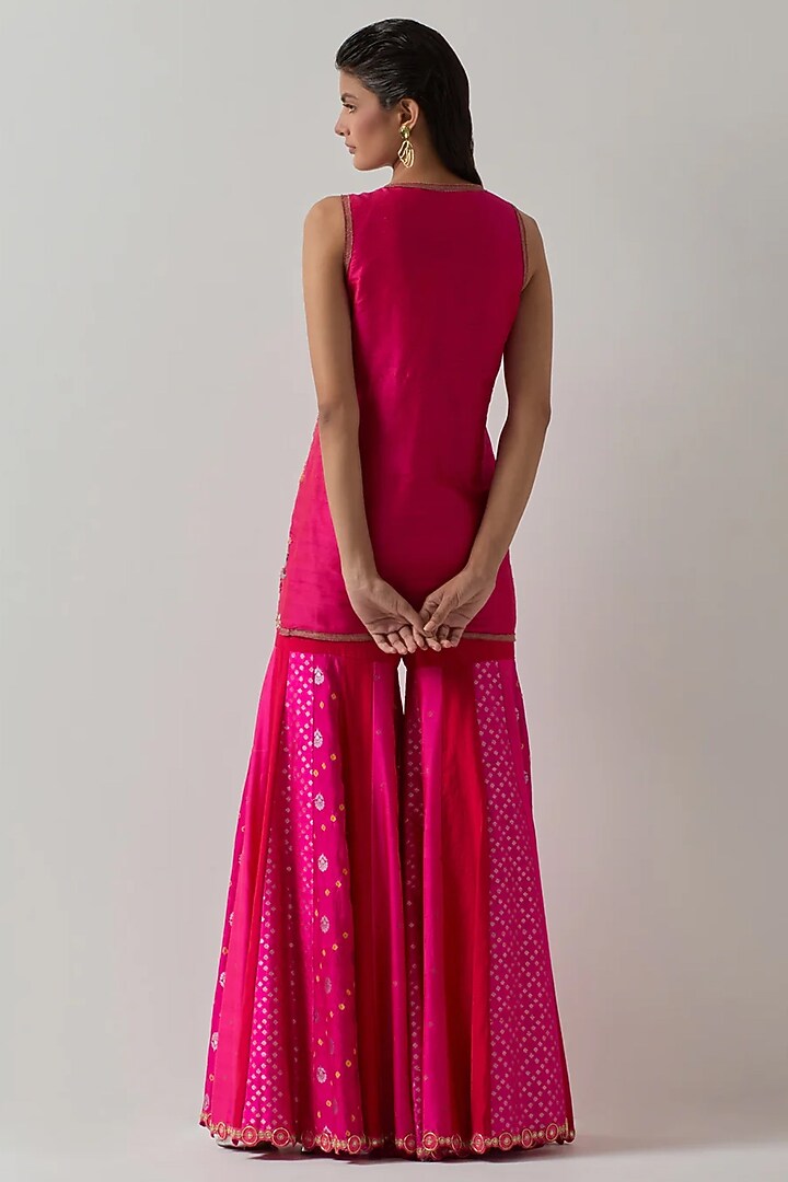 Fuschia Silk Bridal Sharara Set by aum ashima & asit at Pernia's Pop Up Shop