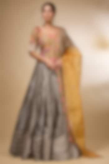 Bronze Organza Tissue Bridal lehenga for 22 Lehenga Set by aum ashima & asit at Pernia's Pop Up Shop