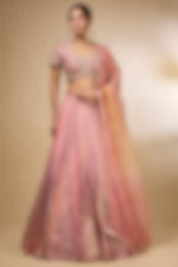 Pink Brocade Tissue Zardosi Embroidered Bridal lehenga for 22 Lehenga Set by aum ashima & asit at Pernia's Pop Up Shop