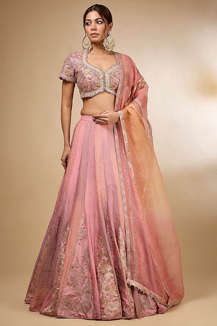 Pink Brocade Tissue Zardosi Embroidered Bridal lehenga for 22 Lehenga Set by aum ashima & asit at Pernia's Pop Up Shop