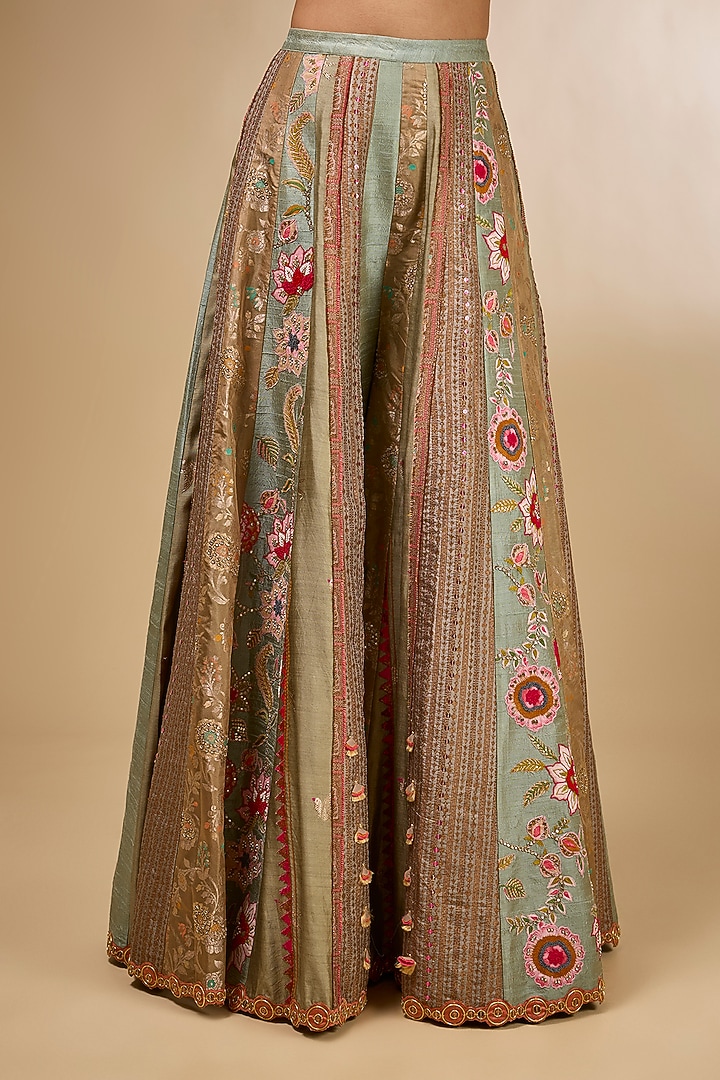 Aqua Silk Zardosi Embroidered Bridal Sharara Set by aum ashima & asit at Pernia's Pop Up Shop