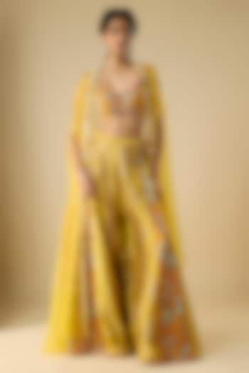 Mustard Silk Bridal Sharara Set by aum ashima & asit at Pernia's Pop Up Shop