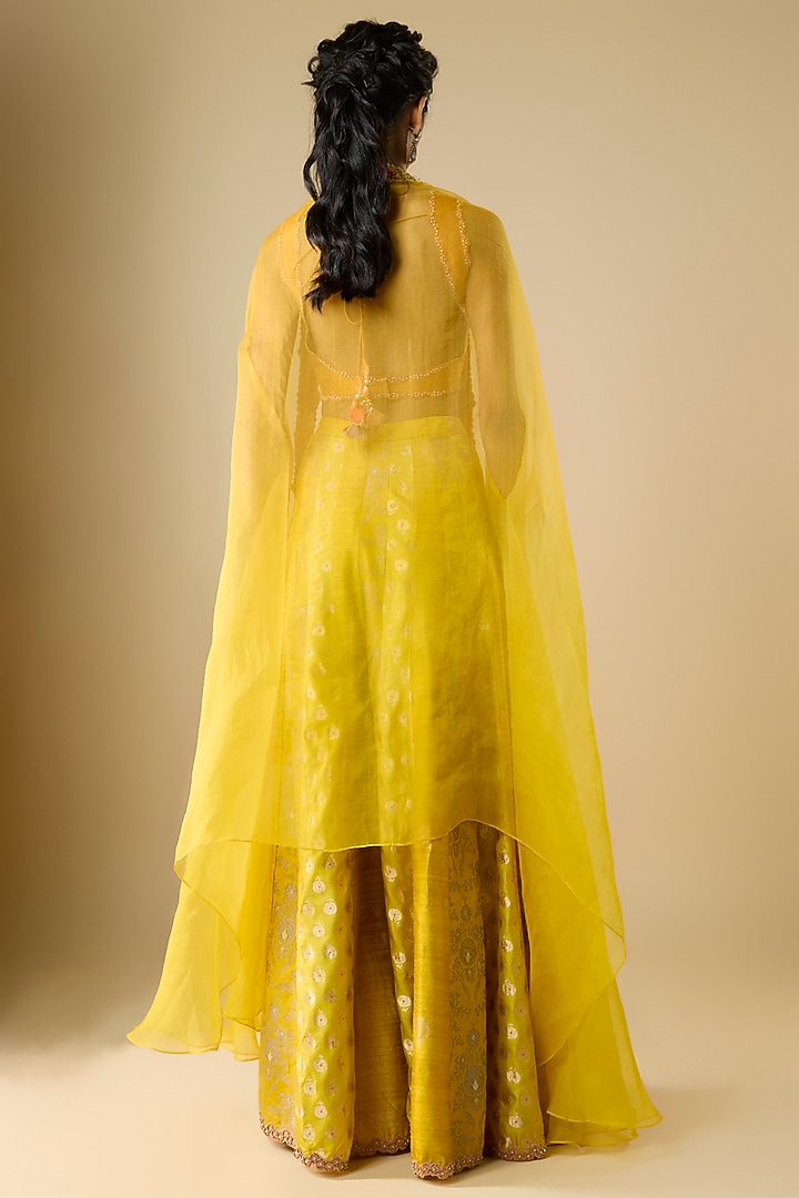 Mustard Silk Bridal Sharara Set by aum ashima & asit at Pernia's Pop Up Shop