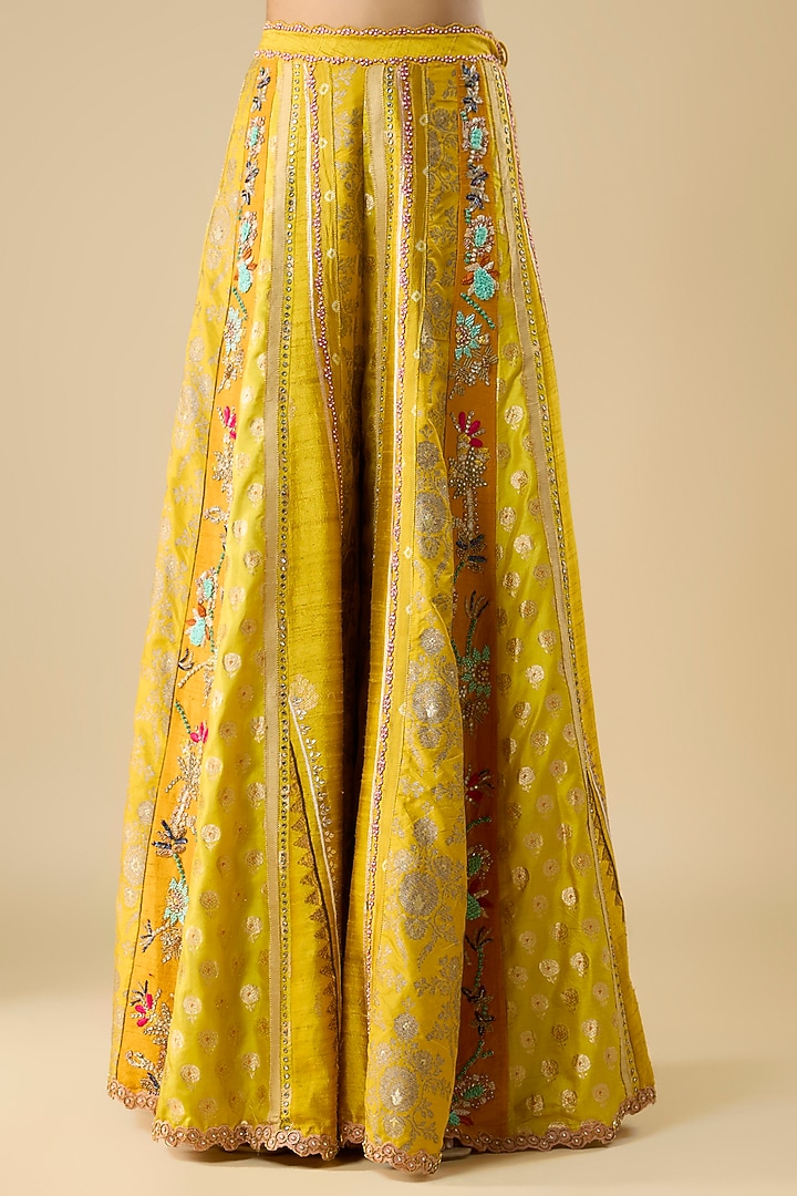 Mustard Silk Bridal Sharara Set by aum ashima & asit at Pernia's Pop Up Shop