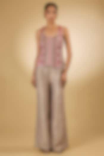 Grey Silk Palazzo Pant Set by aum ashima & asit at Pernia's Pop Up Shop