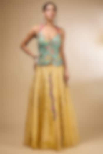 Yellow Organza Skirt Set by aum ashima & asit at Pernia's Pop Up Shop