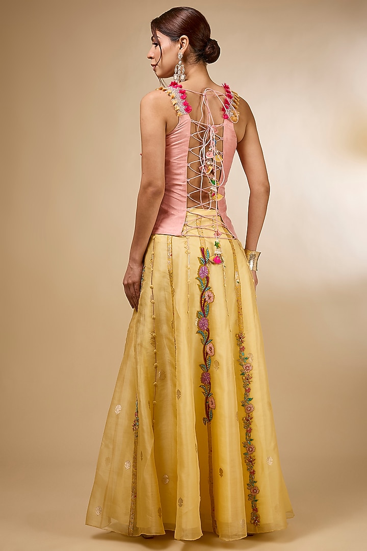 Yellow Organza Skirt Set by aum ashima & asit at Pernia's Pop Up Shop