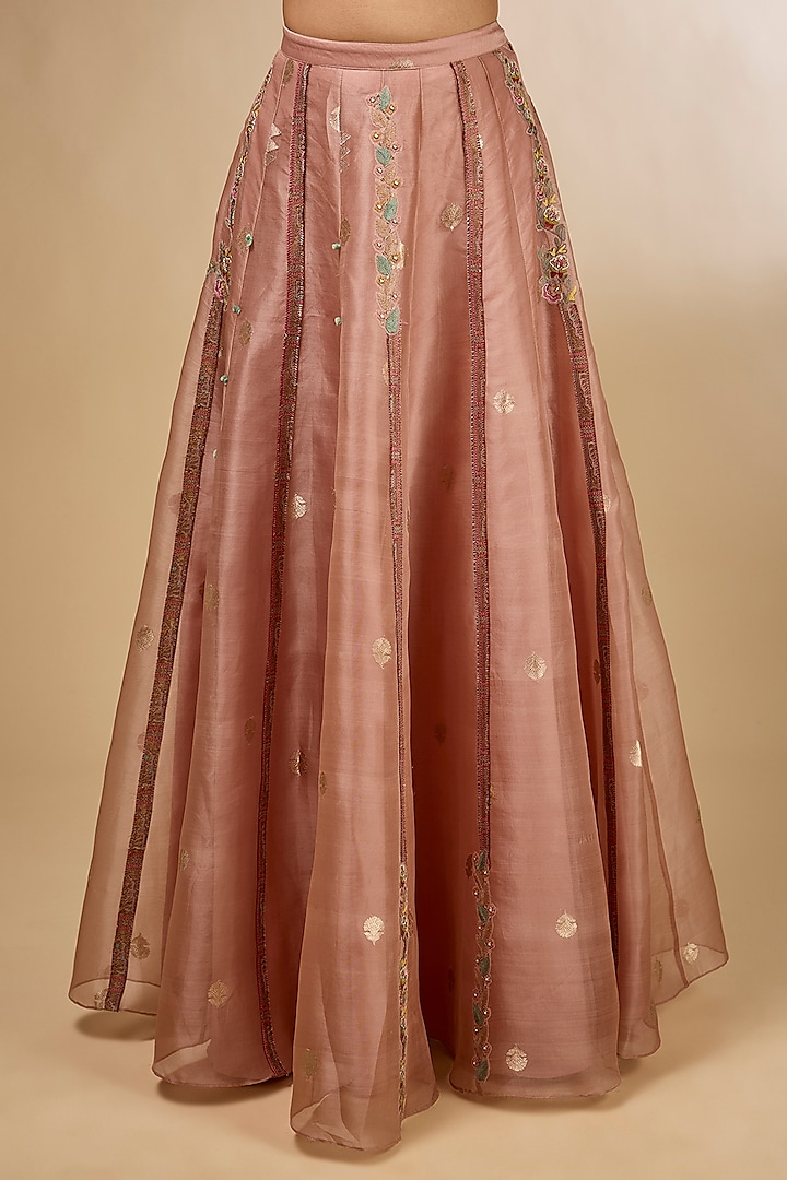 Peach Organza Skirt Set by aum ashima & asit at Pernia's Pop Up Shop