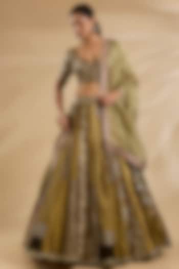Multi-Colored Tissue Bridal Lehenga Set by aum ashima & asit at Pernia's Pop Up Shop