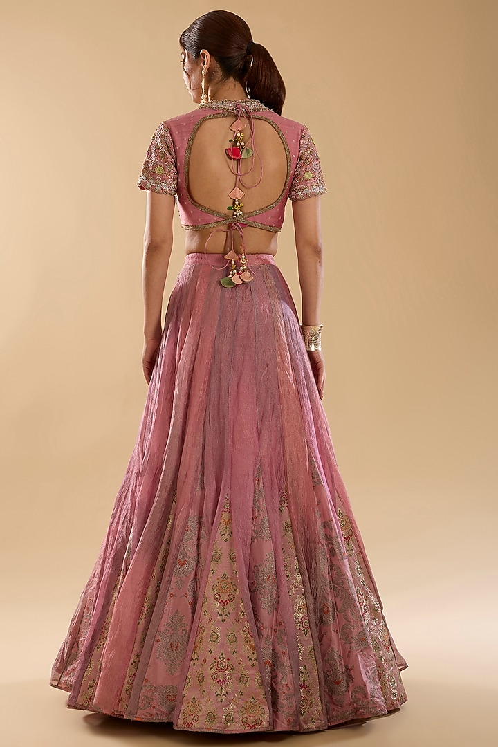 Pink Silk Bridal Lehenga Set by aum ashima & asit at Pernia's Pop Up Shop