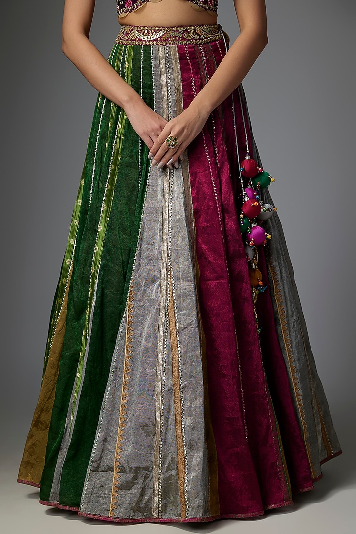 Multi-Colored Silk Embroidered Bridal Lehenga Set by aum ashima & asit at Pernia's Pop Up Shop