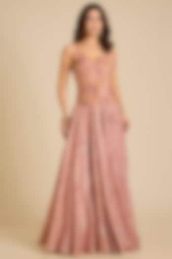 Pink Satin Skirt Set by aum ashima & asit at Pernia's Pop Up Shop