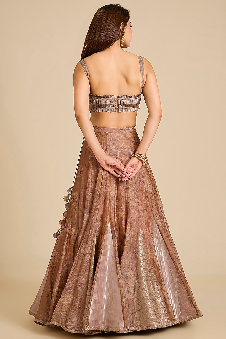 Yellow Tissue & Banarasi Ombre Bridal Lehenga Set by aum ashima & asit at Pernia's Pop Up Shop