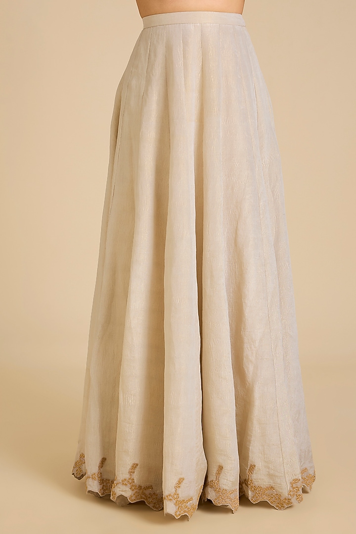 White Crushed Tissue Skirt Set by aum ashima & asit at Pernia's Pop Up Shop