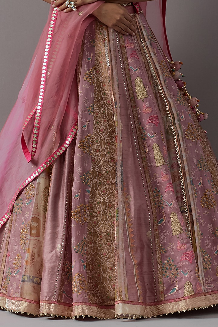 Pink Organza Silk & Banarasi Bridal Lehenga Set by aum ashima & asit at Pernia's Pop Up Shop