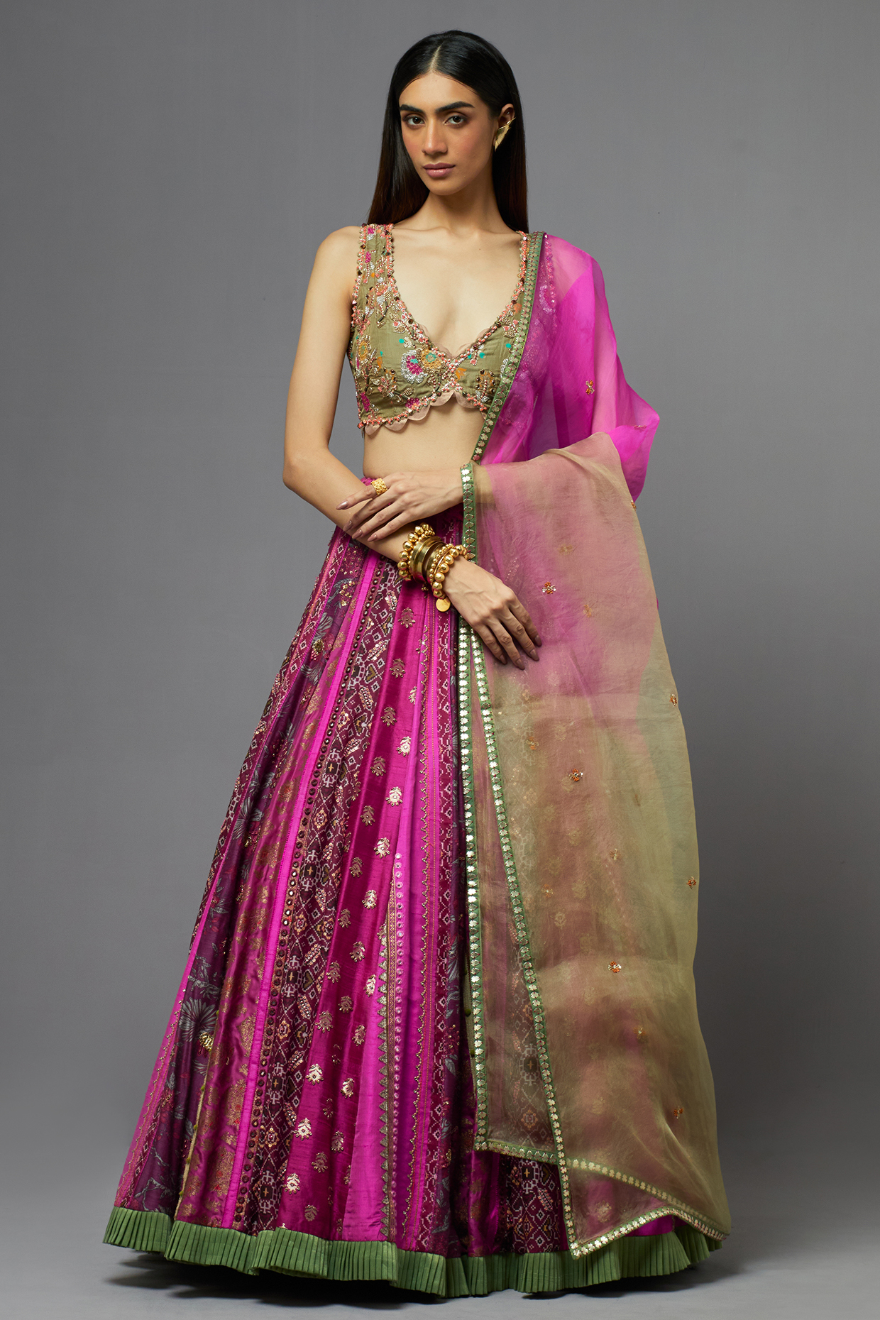 Plum Silk Wedding Lehenga Set by aum ashima & asit at Pernia's Pop Up Shop