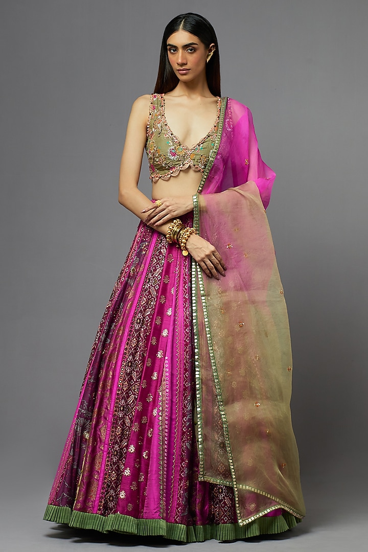 Plum Silk Wedding Lehenga Set by aum ashima & asit at Pernia's Pop Up Shop