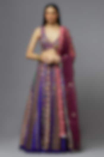Purple Silk Bridal Lehenga Set by aum ashima & asit at Pernia's Pop Up Shop
