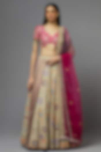 Grey Silk Bridal Lehenga Set by aum ashima & asit at Pernia's Pop Up Shop